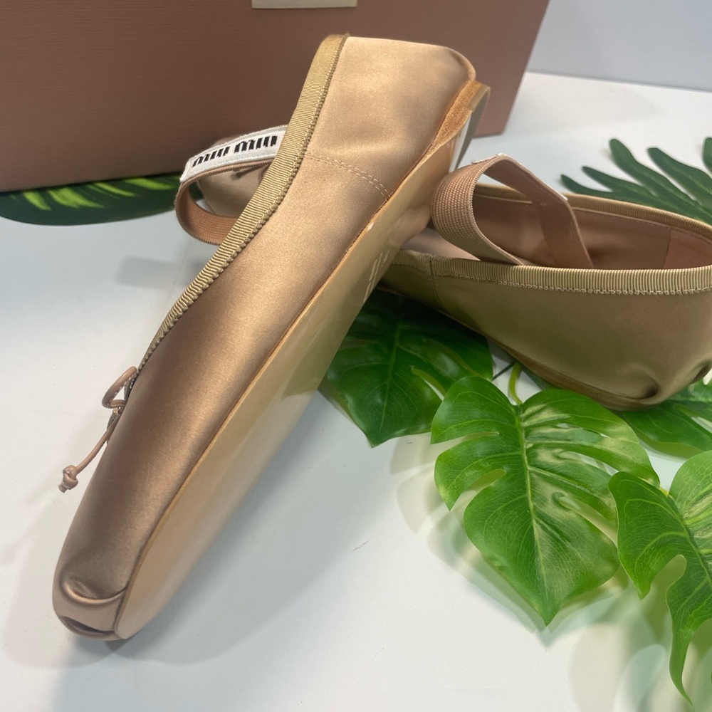 Miu Miu Women's Satin Ballet Flats - Gold - Picture 5 of 5